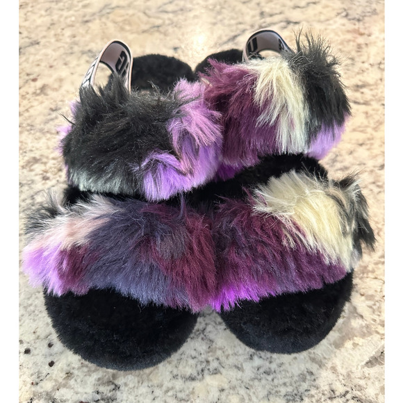 UGG Women's Fluff Yeah Slide Tie Dye Slippers Sandals, Magnolia color size 8 - Picture 9 of 9